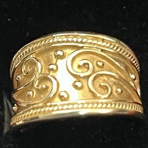 Etruscan 10k Yellow Gold Scrolled Wide Band Size 6 12mm